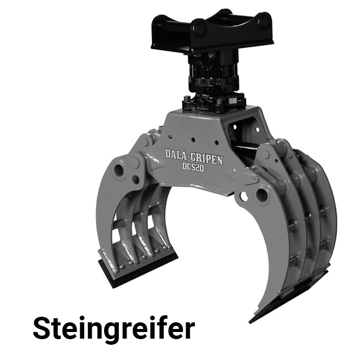 Ein Steingreifer oder Multigreifer für Minibagger Bagger.