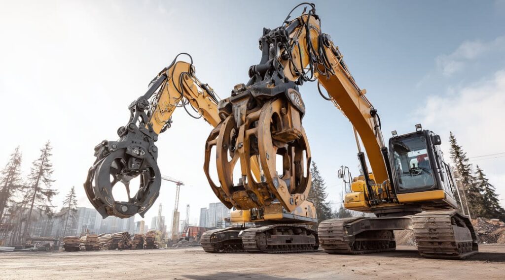 Holzgreifer für Bagger in verschiedenen Grössen im direkten Vergleich